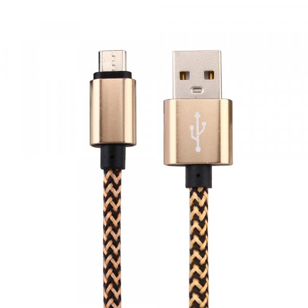 Wholesale V8V9 Micro USB Heavy Duty Braided Cable 3 ft (Champagne Gold)